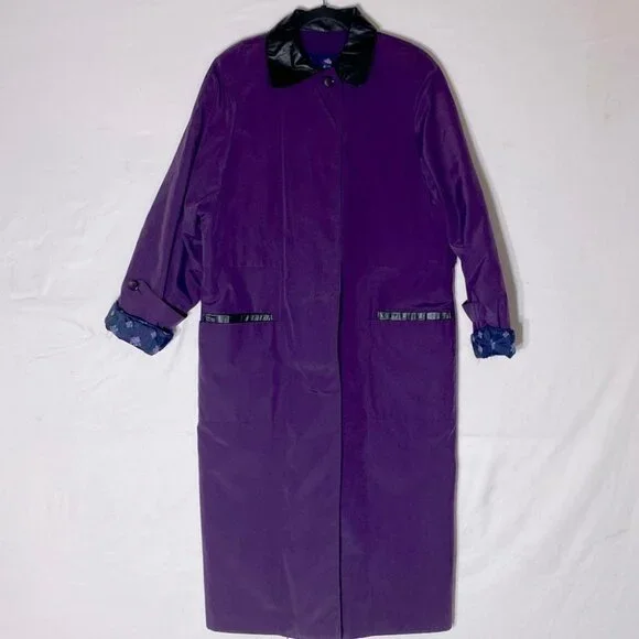 Vintage Long Purple Coat W Quilted Lining L Cottagecore Grannycore Grandmacore - Picture 14 of 14